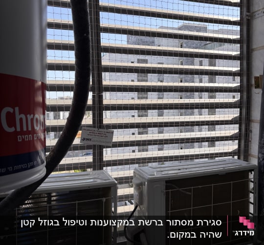 רשת הגנה על חלון עם מזגנים חיצוניים